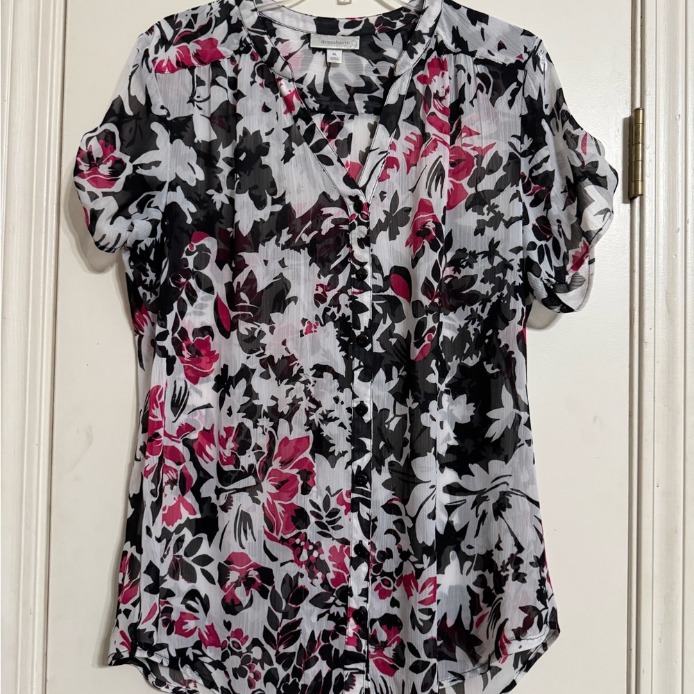 Floral Black and Pink Women's Top